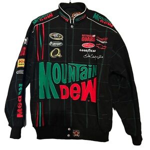 Dale Earnhardt Jr Mountain Dew NASCAR Jacket Men’s Size Medium Racing Bomber